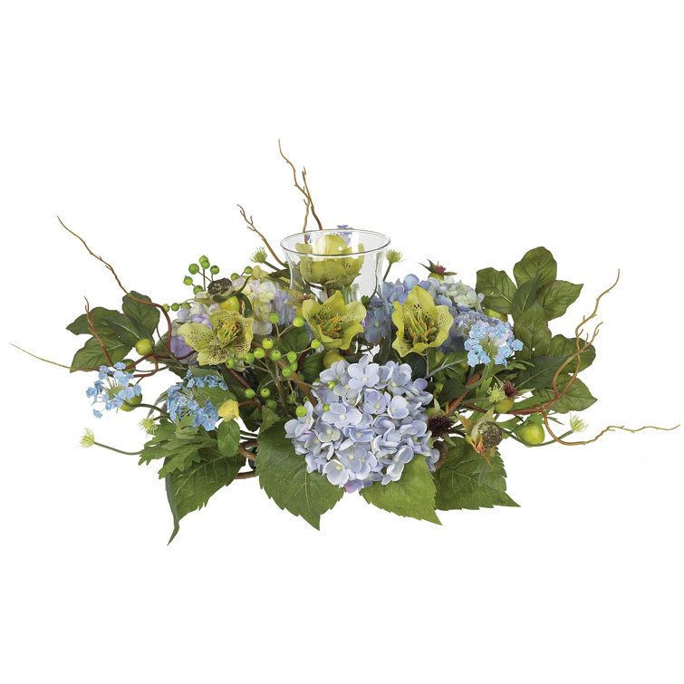 Charlton Home® Hydrangea Candelabrum in Vase & Reviews Wayfair